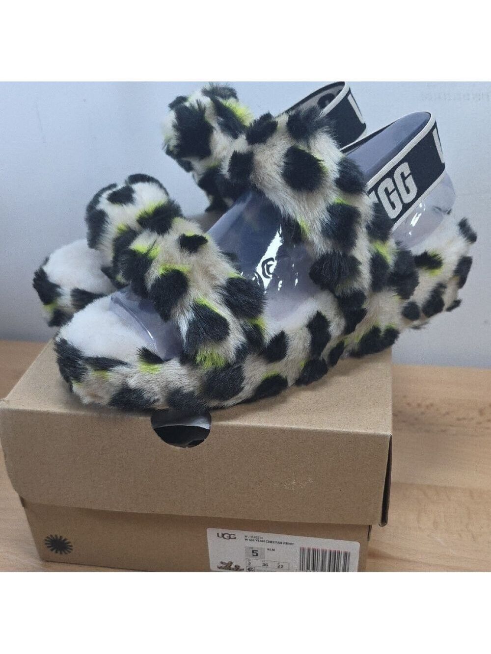 UGG Black and White Slippers Cozy Animal Print